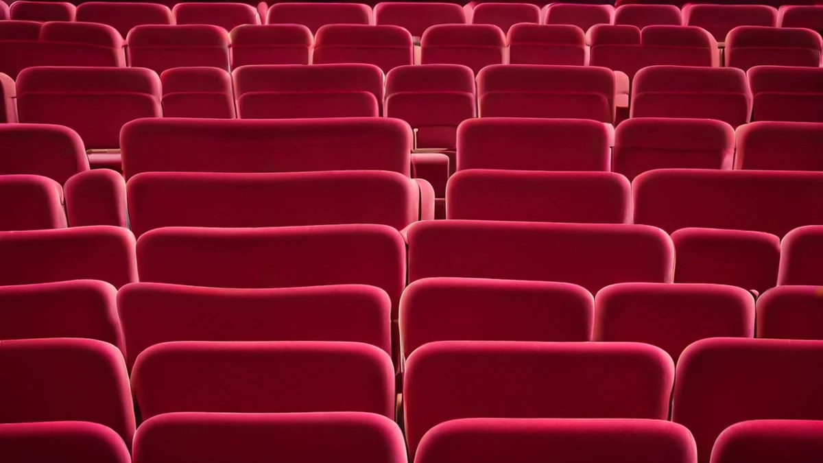 Asientos de velur de un cine, rojo oscuro, suaves, adecuados para ver películas.