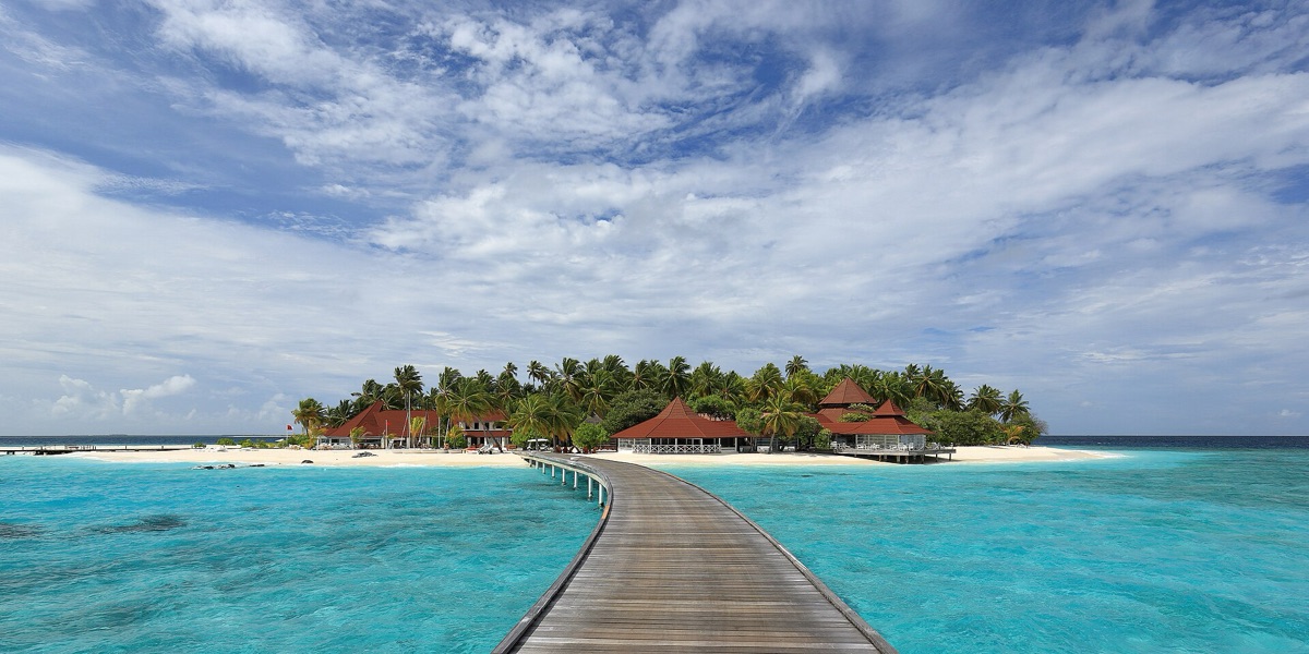 Luxury overwater villa in the Maldives with turquoise sea