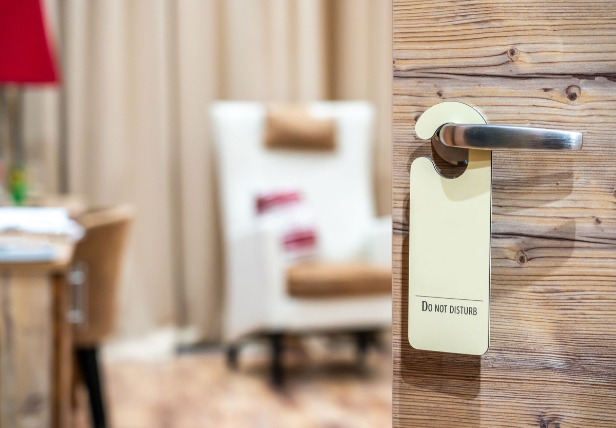 Hotel chain room count display in a conference room