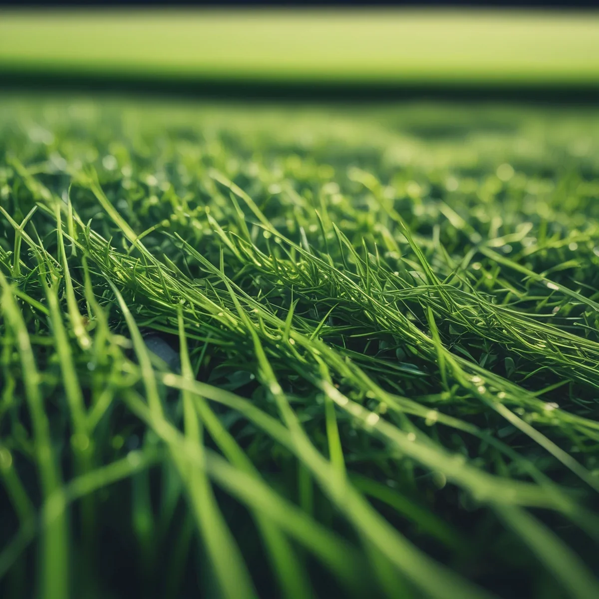 Primer plano extremo de césped verde corto y cuidado en un campo de golf