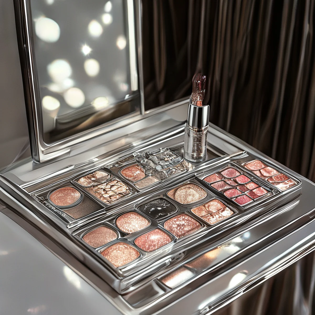 Kit de maquillage de scène pour K-pop idols, comprend base, concealer, highlighter et blush.